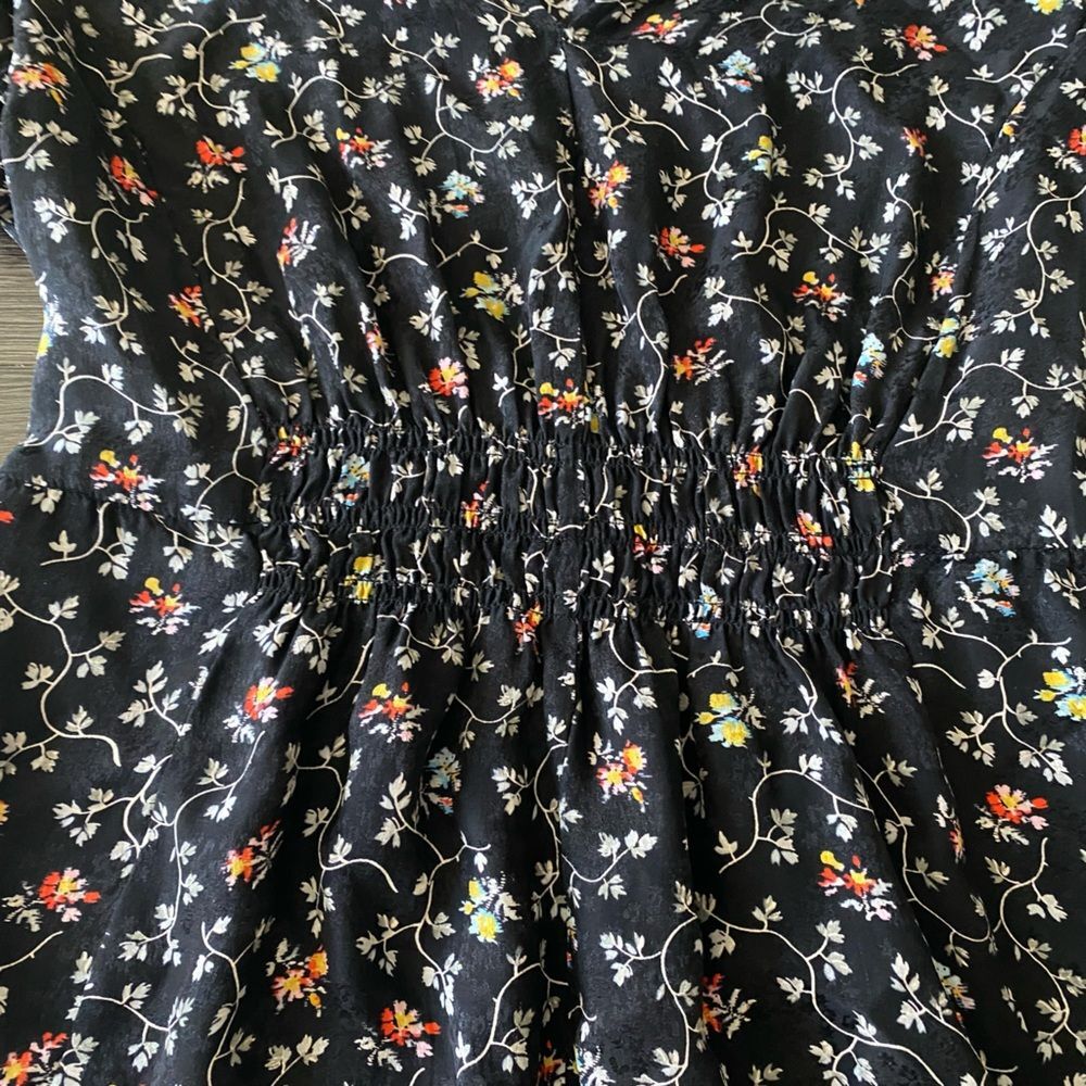 Rebecca Taylor Silk Vine Dress Size 8 Sinched Dainty Floral Spring - Picture 3 of 8